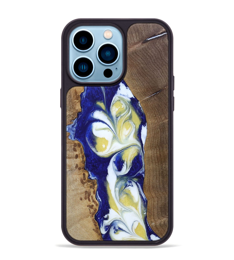 iPhone 14 Pro Max Wood+Resin Phone Case - Antonio (Blue, 692960)