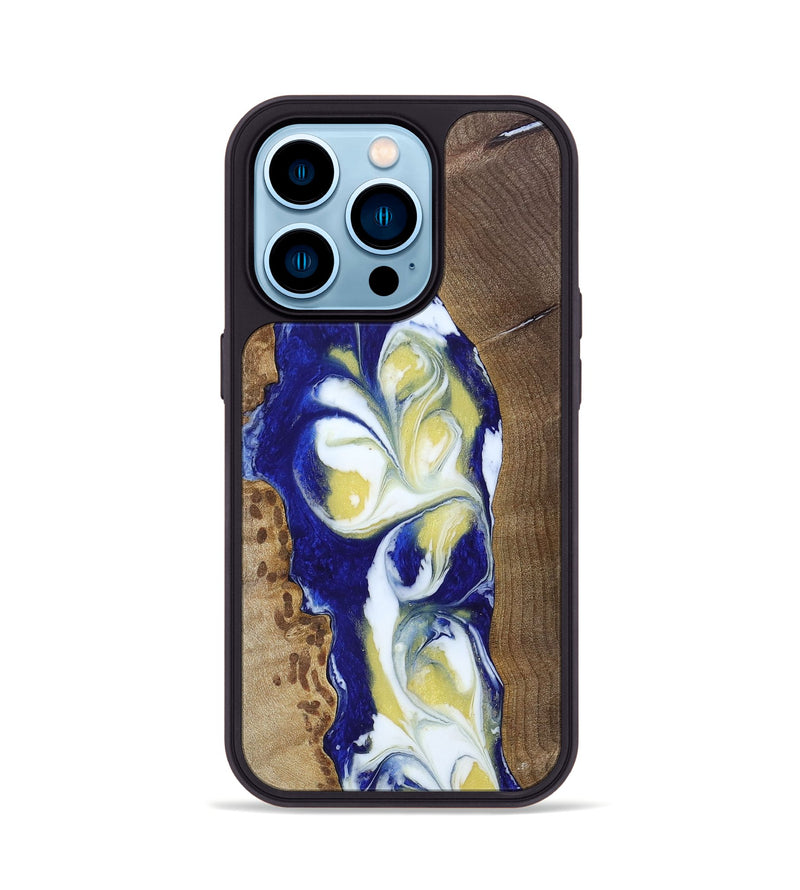 iPhone 14 Pro Wood+Resin Phone Case - Antonio (Blue, 692960)