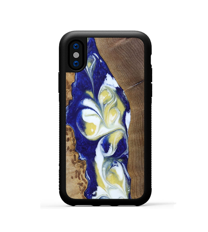 iPhone Xs Wood+Resin Phone Case - Antonio (Blue, 692960)