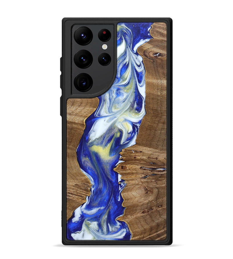 Galaxy S22 Ultra Wood+Resin Phone Case - Matias (Blue, 692961)