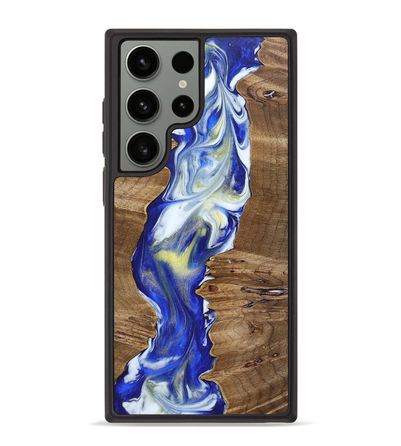 Galaxy S23 Ultra Wood+Resin Phone Case - Matias (Blue, 692961)