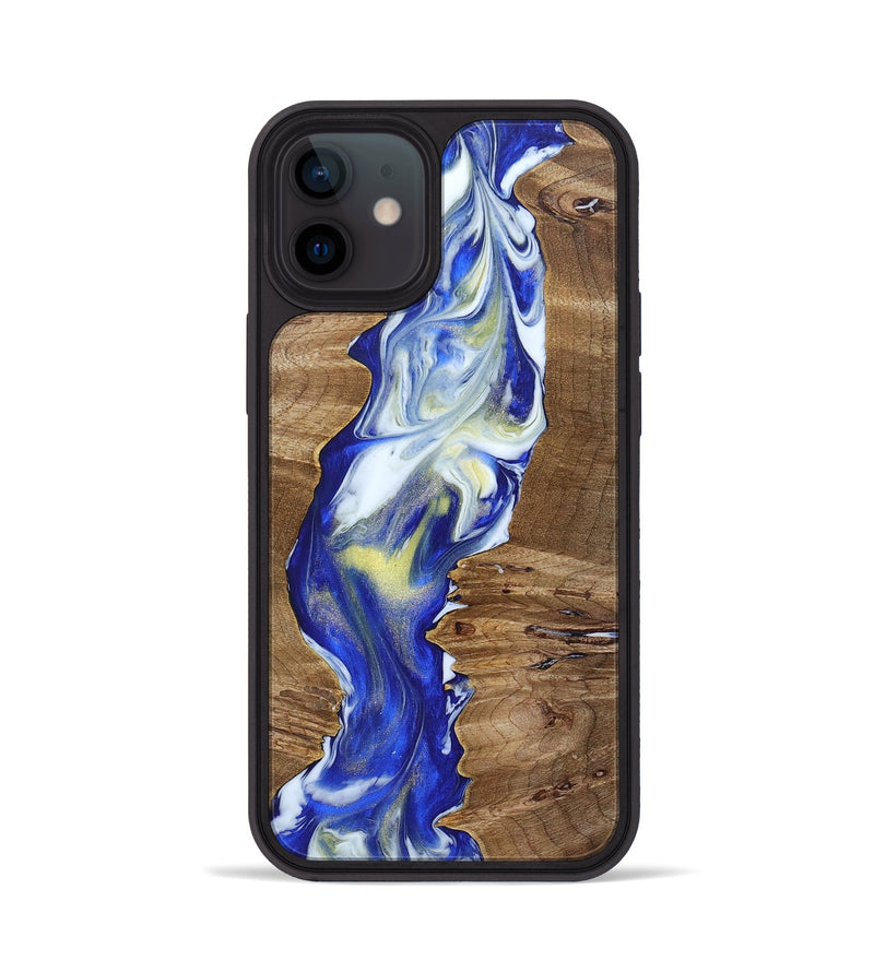 iPhone 12 Wood+Resin Phone Case - Matias (Blue, 692961)