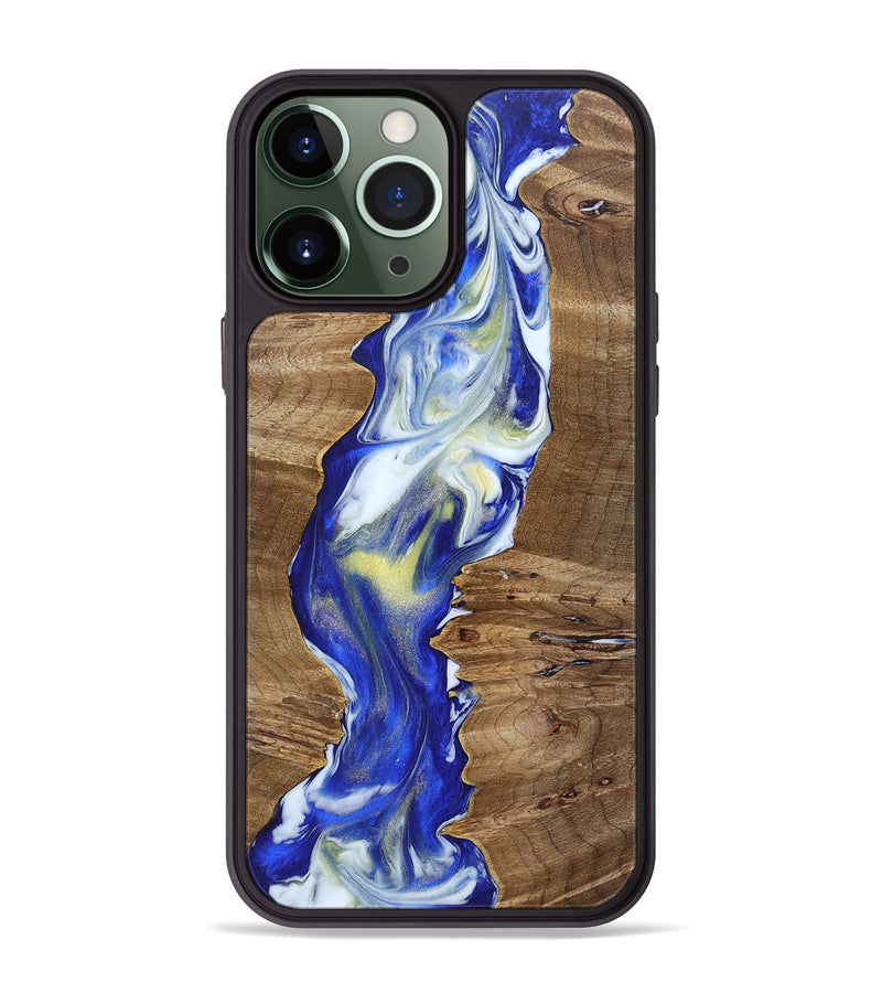 iPhone 13 Pro Max Wood+Resin Phone Case - Matias (Blue, 692961)