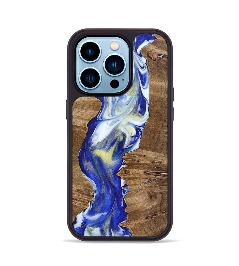 iPhone 14 Pro Wood+Resin Phone Case - Matias (Blue, 692961)