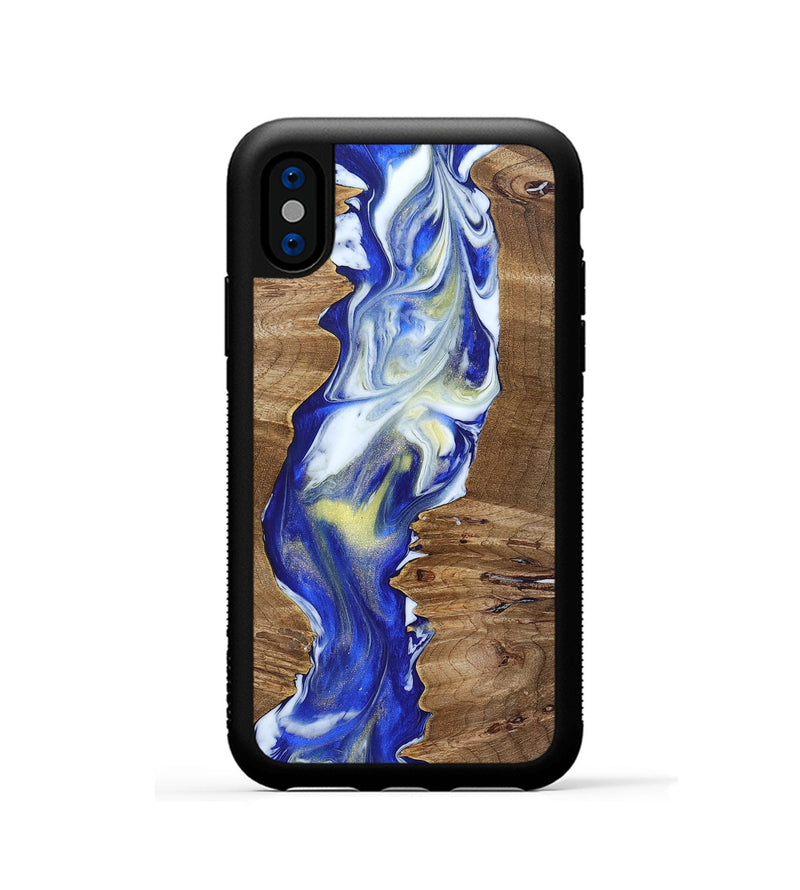 iPhone Xs Wood+Resin Phone Case - Matias (Blue, 692961)
