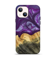 iPhone 14 Wood+Resin Live Edge Phone Case - Cortney (Purple, 692970)
