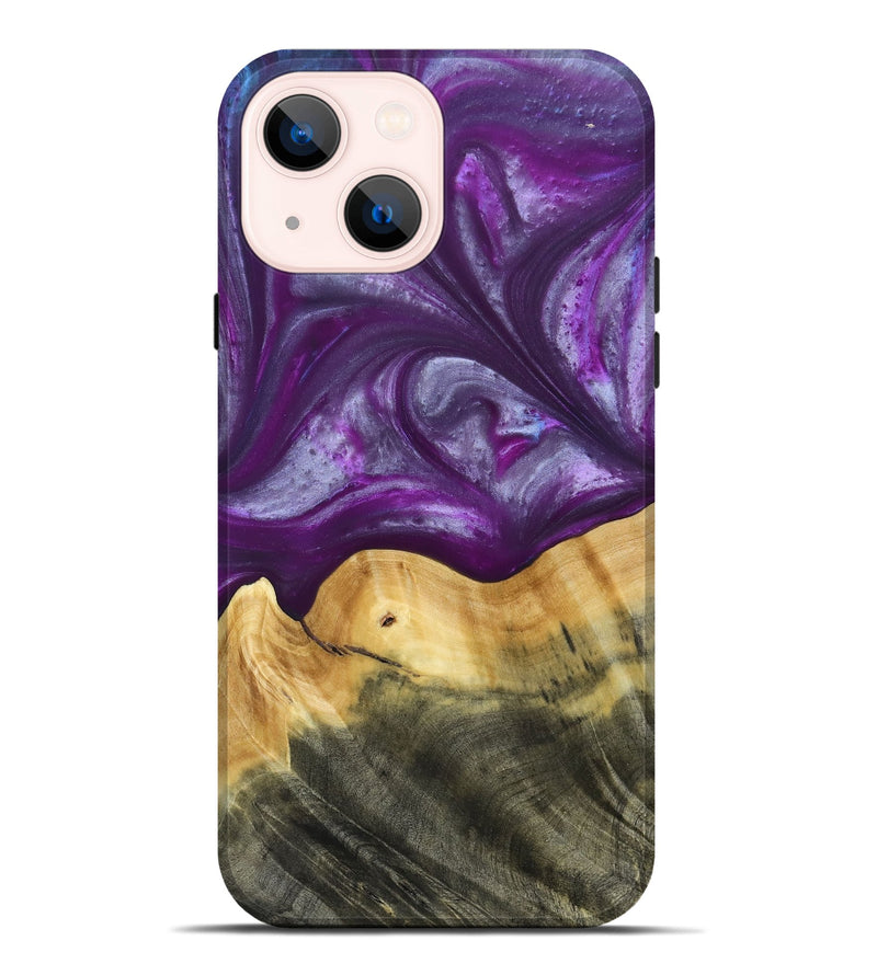 iPhone 14 Plus Wood+Resin Live Edge Phone Case - Cortney (Purple, 692970)