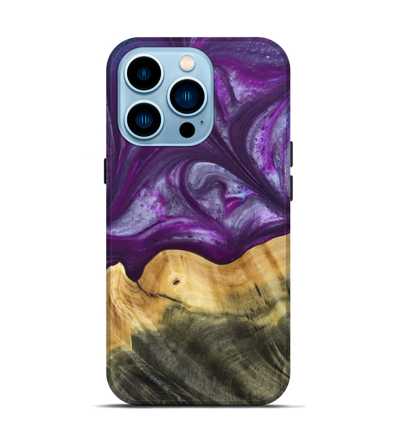 iPhone 14 Pro Wood+Resin Live Edge Phone Case - Cortney (Purple, 692970)