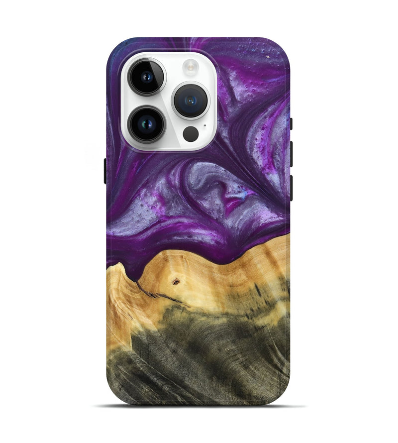iPhone 15 Pro Wood+Resin Live Edge Phone Case - Cortney (Purple, 692970)