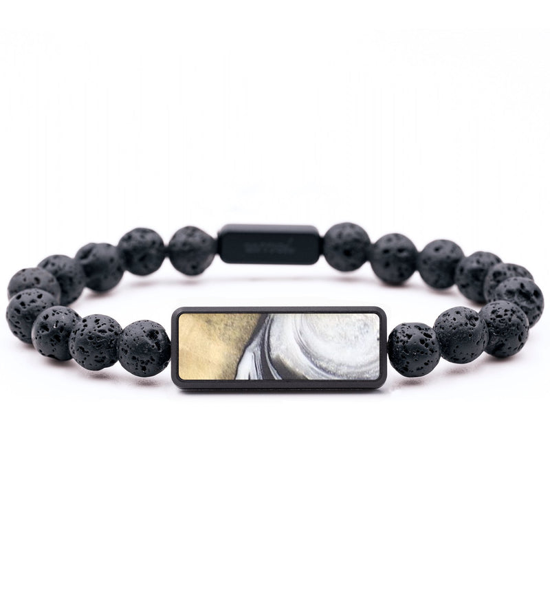 Lava Bead Wood+Resin Bracelet - Danna (Black & White, 693010)