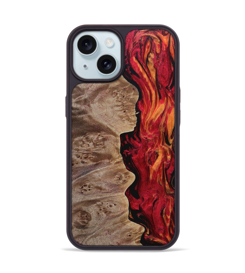 iPhone 15 Wood+Resin Phone Case - Sheri (Fire & Ice, 693079)