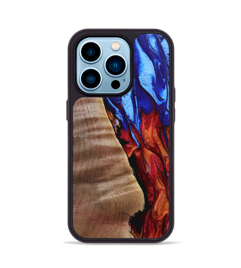 iPhone 14 Pro Wood+Resin Phone Case - Hanna (Fire & Ice, 693174)