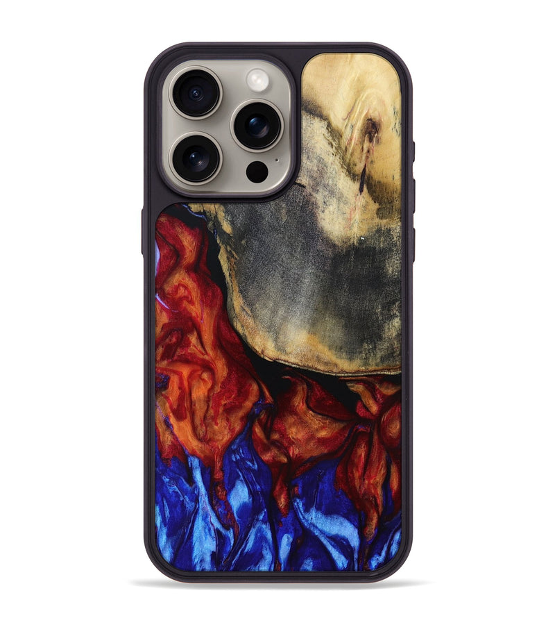 iPhone 15 Pro Max Wood+Resin Phone Case - Tameka (Fire & Ice, 693182)