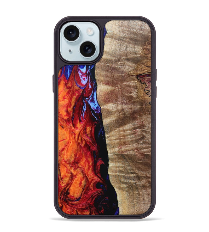 iPhone 15 Plus Wood+Resin Phone Case - Joanna (Fire & Ice, 693191)
