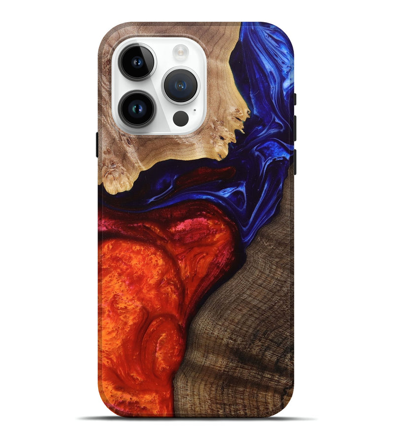 iPhone 15 Pro Max Wood+Resin Live Edge Phone Case - Kirk (Fire & Ice, 693316)