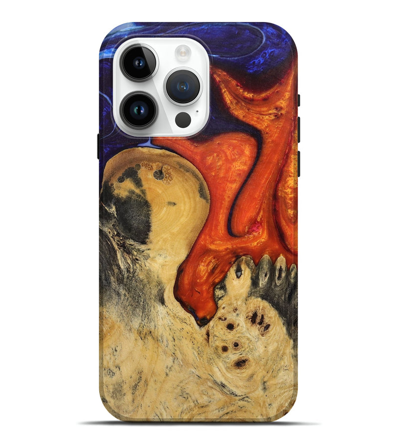 iPhone 15 Pro Max Wood+Resin Live Edge Phone Case - Horace (Fire & Ice, 693317)