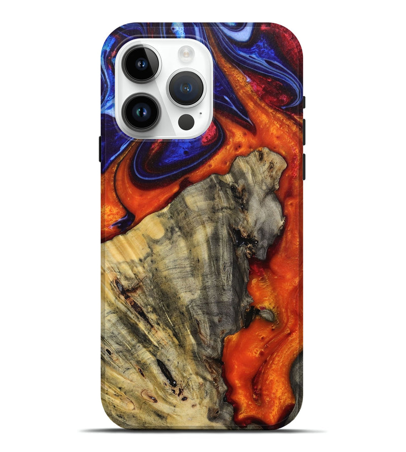 iPhone 15 Pro Max Wood+Resin Live Edge Phone Case - Jakob (Fire & Ice, 693321)
