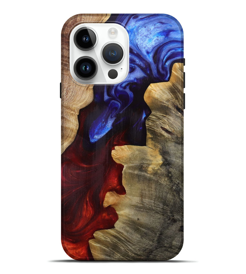 iPhone 15 Pro Max Wood+Resin Live Edge Phone Case - Gillian (Fire & Ice, 693322)