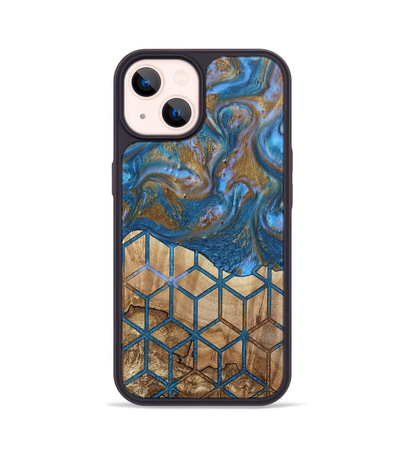 iPhone 14 Wood+Resin Phone Case - Hailee (Pattern, 693424)