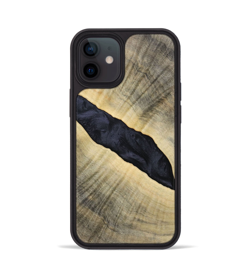 iPhone 12 Wood+Resin Phone Case - Audrey (Pure Black, 693469)