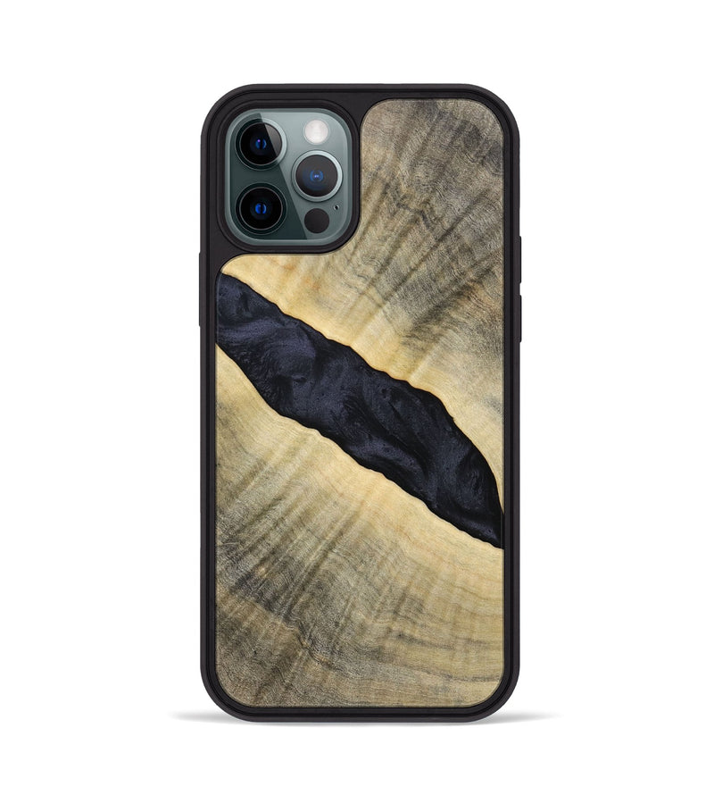 iPhone 12 Pro Wood+Resin Phone Case - Audrey (Pure Black, 693469)