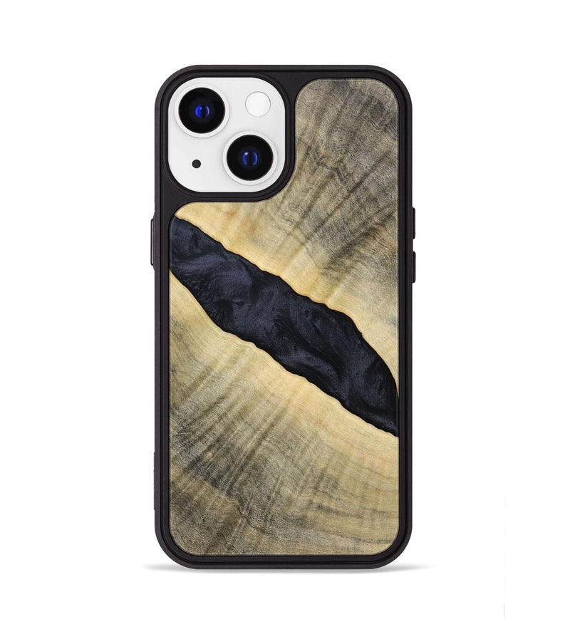 iPhone 13 Wood+Resin Phone Case - Audrey (Pure Black, 693469)