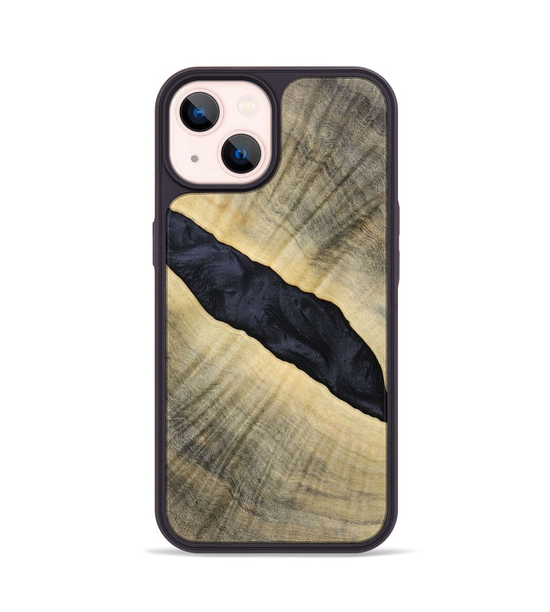 iPhone 14 Wood+Resin Phone Case - Audrey (Pure Black, 693469)