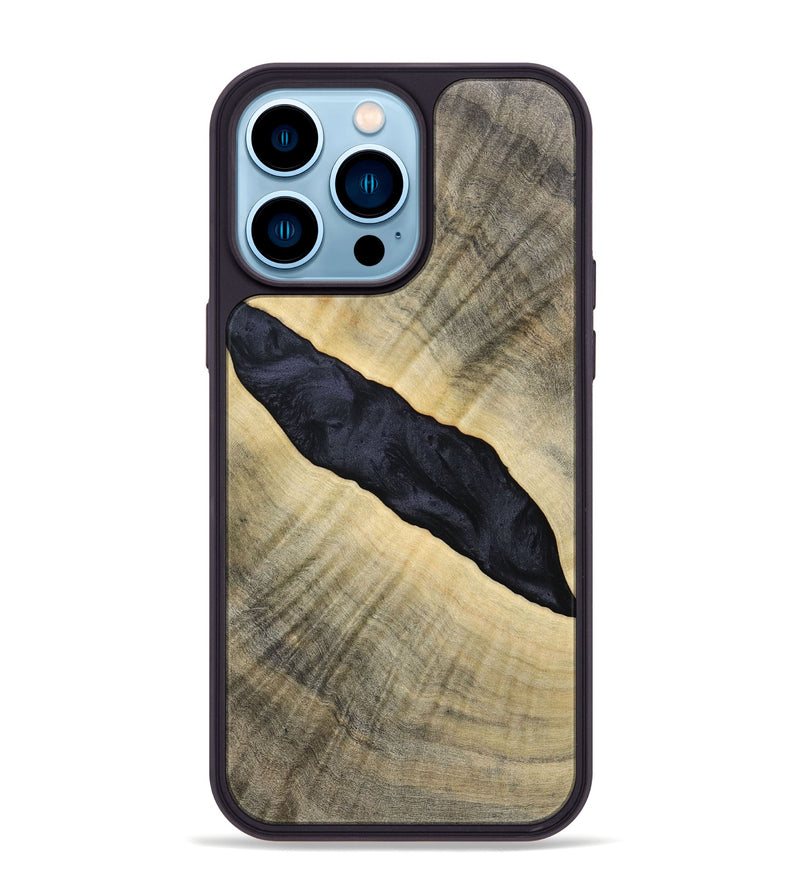 iPhone 14 Pro Max Wood+Resin Phone Case - Audrey (Pure Black, 693469)