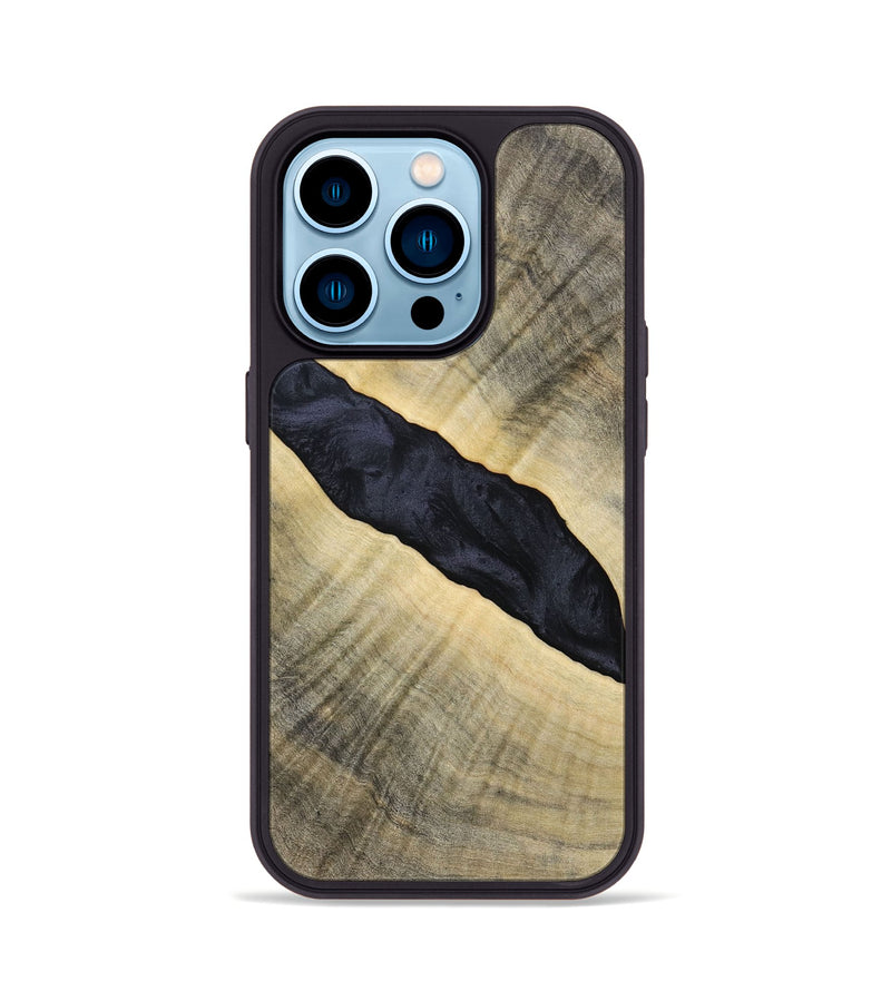 iPhone 14 Pro Wood+Resin Phone Case - Audrey (Pure Black, 693469)
