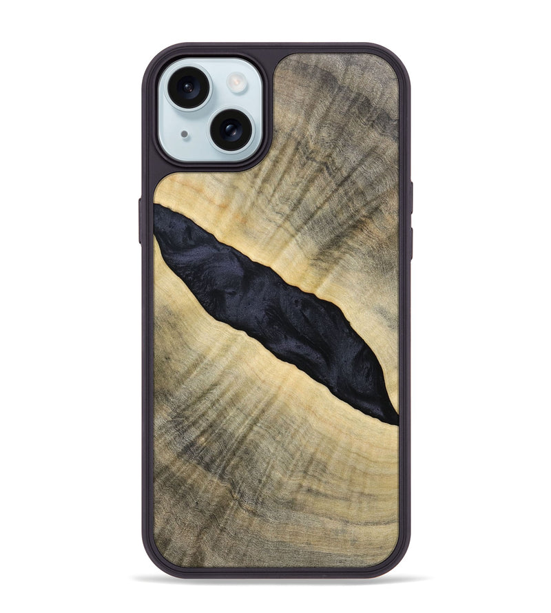iPhone 15 Plus Wood+Resin Phone Case - Audrey (Pure Black, 693469)