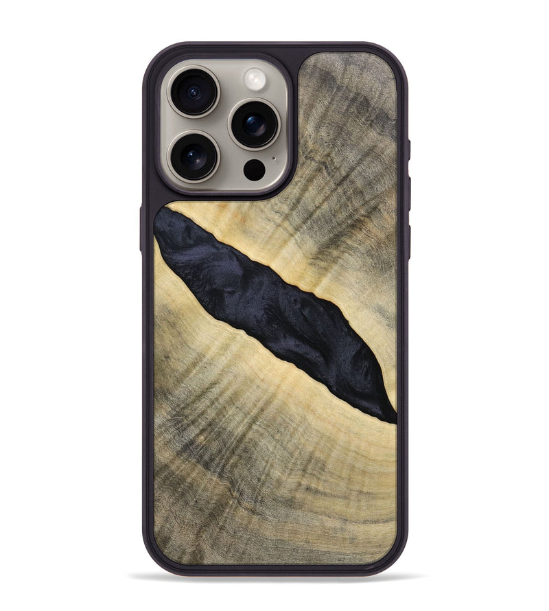 iPhone 15 Pro Max Wood+Resin Phone Case - Audrey (Pure Black, 693469)