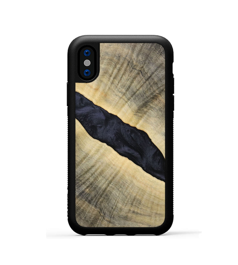 iPhone Xs Wood+Resin Phone Case - Audrey (Pure Black, 693469)