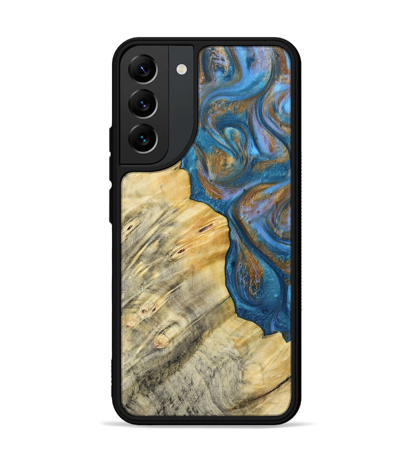 Galaxy S22 Plus Wood+Resin Phone Case - Kathi (Teal & Gold, 693514)