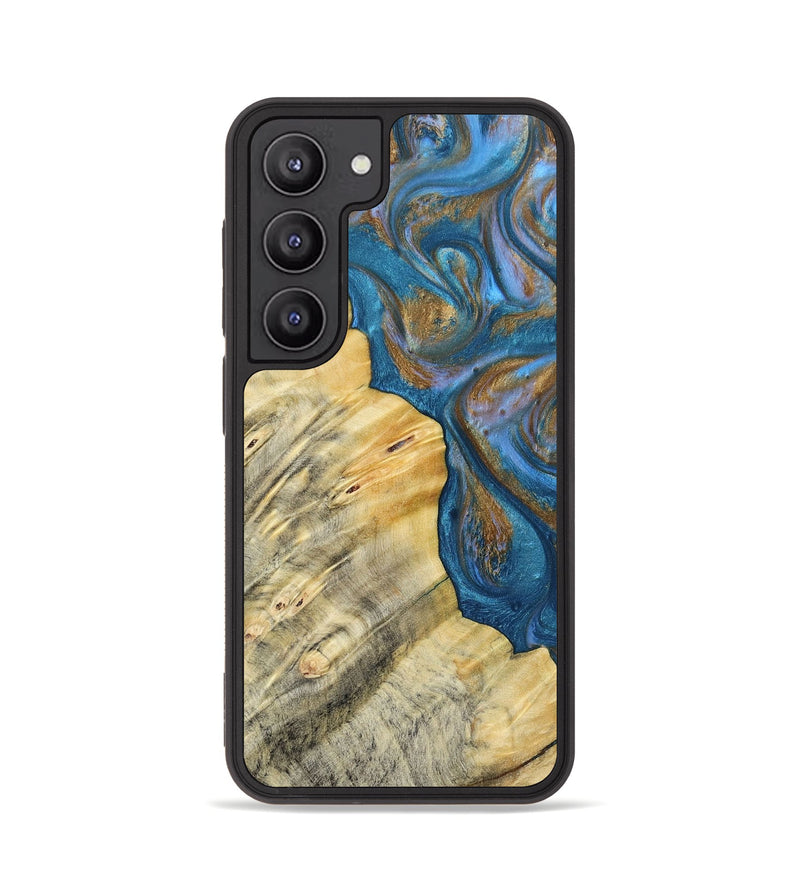 Galaxy S23 Wood+Resin Phone Case - Kathi (Teal & Gold, 693514)