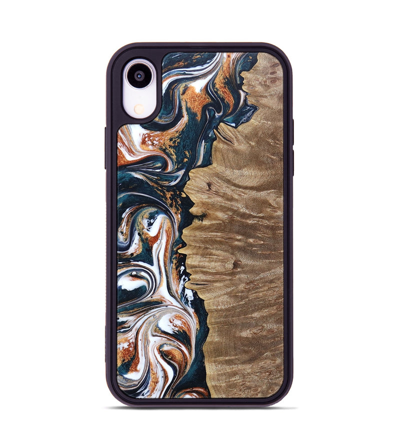 iPhone Xr Wood+Resin Phone Case - Julius (Teal & Gold, 693515)