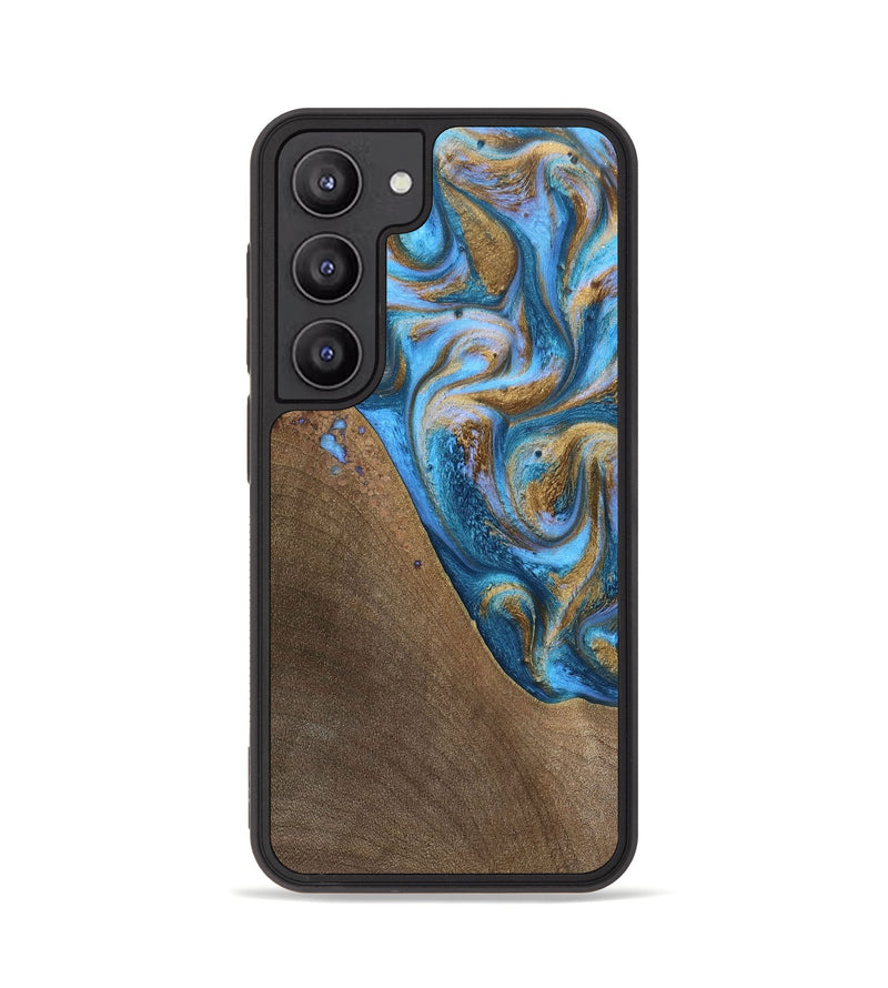 Galaxy S23 Wood+Resin Phone Case - Chandler (Teal & Gold, 693516)