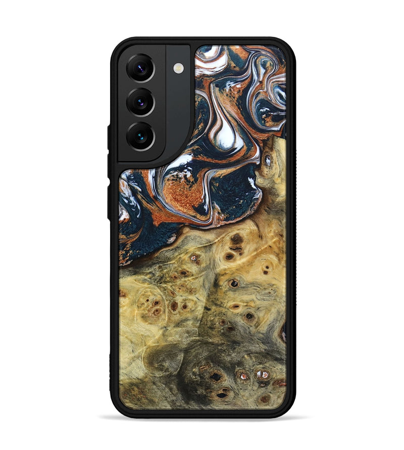 Galaxy S22 Plus Wood+Resin Phone Case - Cecelia (Teal & Gold, 693519)