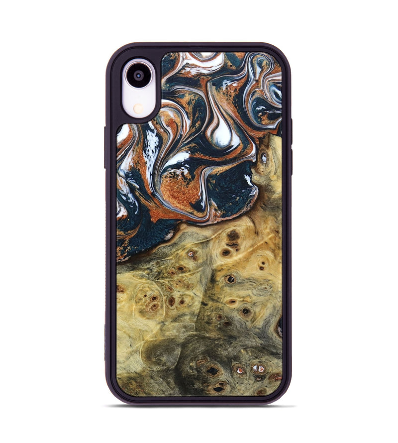 iPhone Xr Wood+Resin Phone Case - Cecelia (Teal & Gold, 693519)