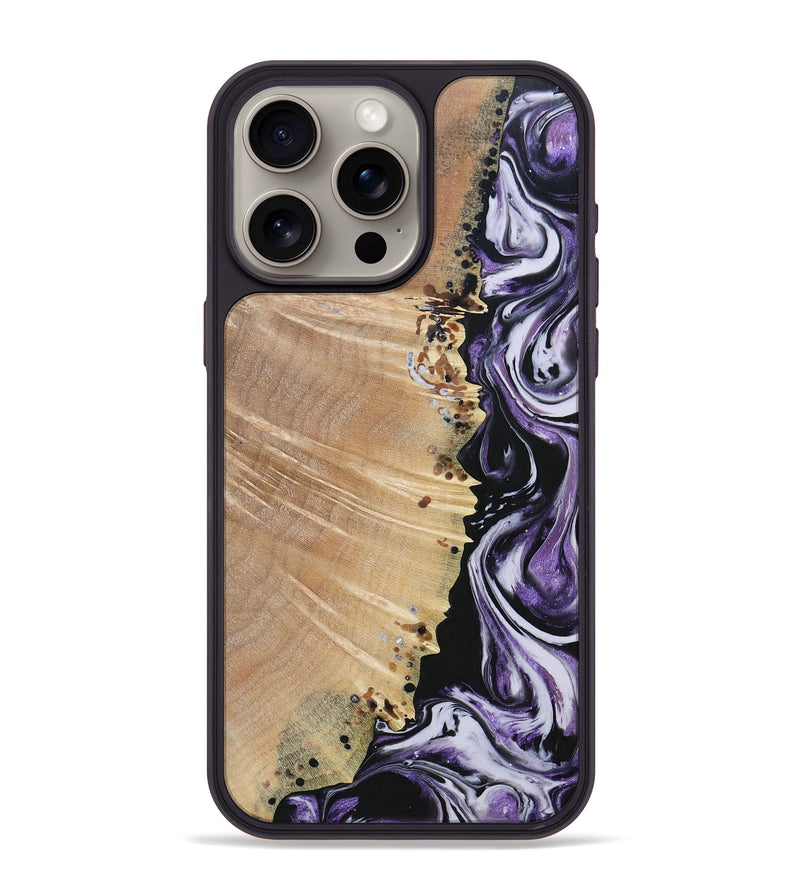 iPhone 15 Pro Max Wood+Resin Phone Case - Raquel (Purple, 693532)