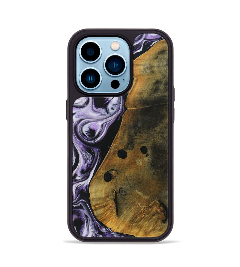 iPhone 14 Pro Wood+Resin Phone Case - Cedric (Purple, 693534)