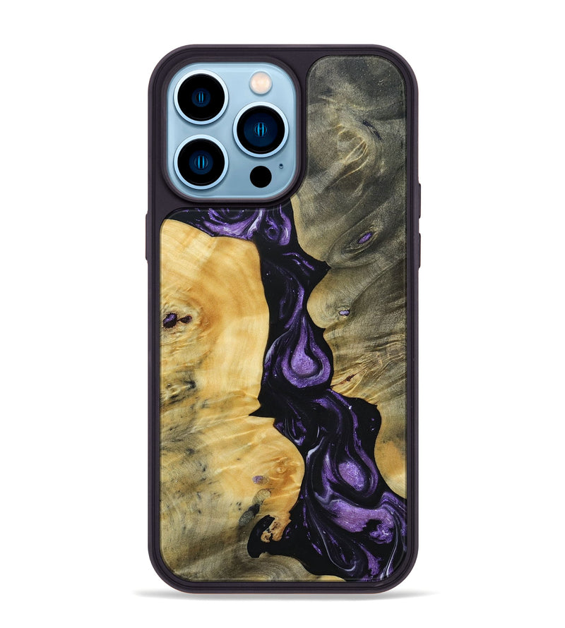 iPhone 14 Pro Max Wood+Resin Phone Case - Sergio (Purple, 693536)