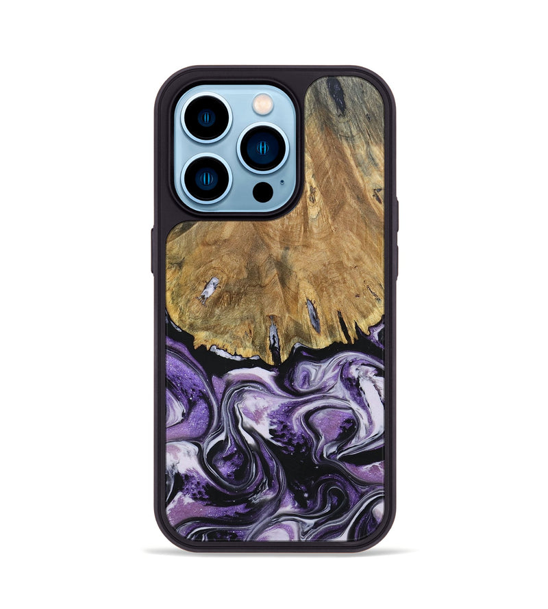 iPhone 14 Pro Wood+Resin Phone Case - Marlee (Purple, 693544)