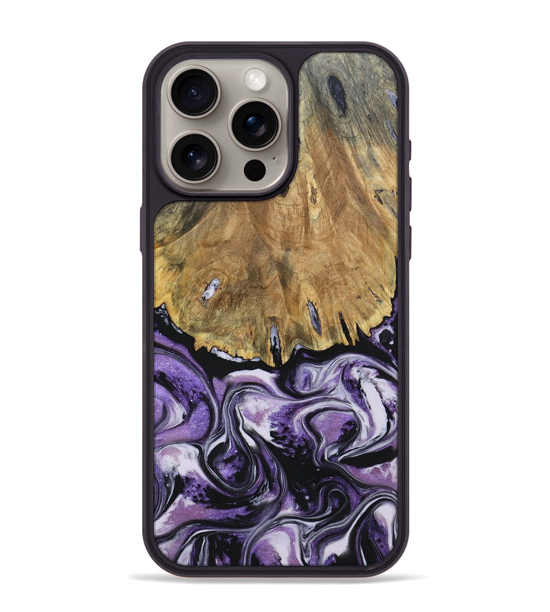 iPhone 15 Pro Max Wood+Resin Phone Case - Marlee (Purple, 693544)
