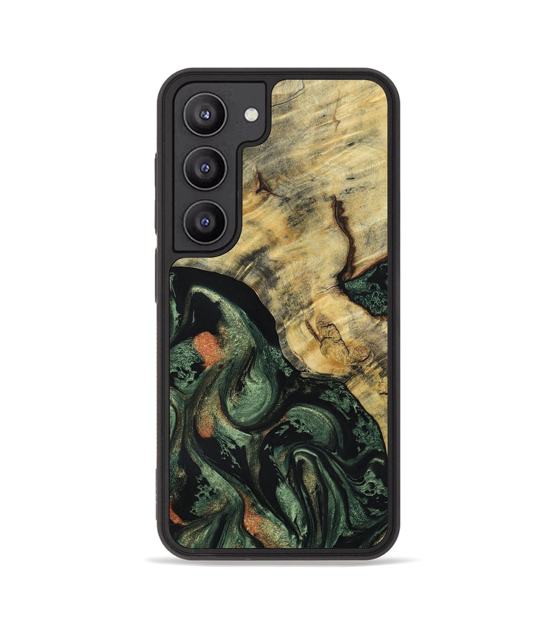 Galaxy S23 Wood+Resin Phone Case - Tasha (Green, 693557)