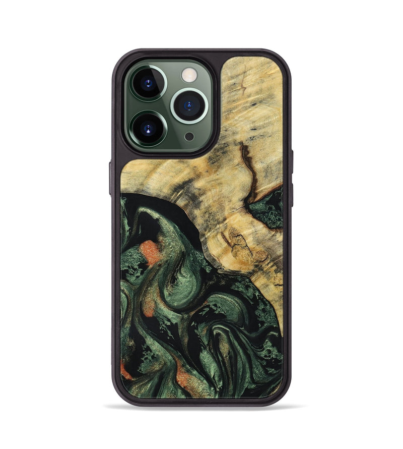 iPhone 13 Pro Wood+Resin Phone Case - Tasha (Green, 693557)