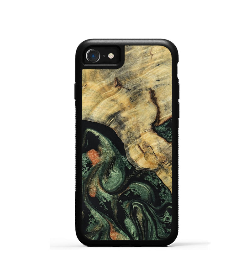 iPhone SE Wood+Resin Phone Case - Tasha (Green, 693557)