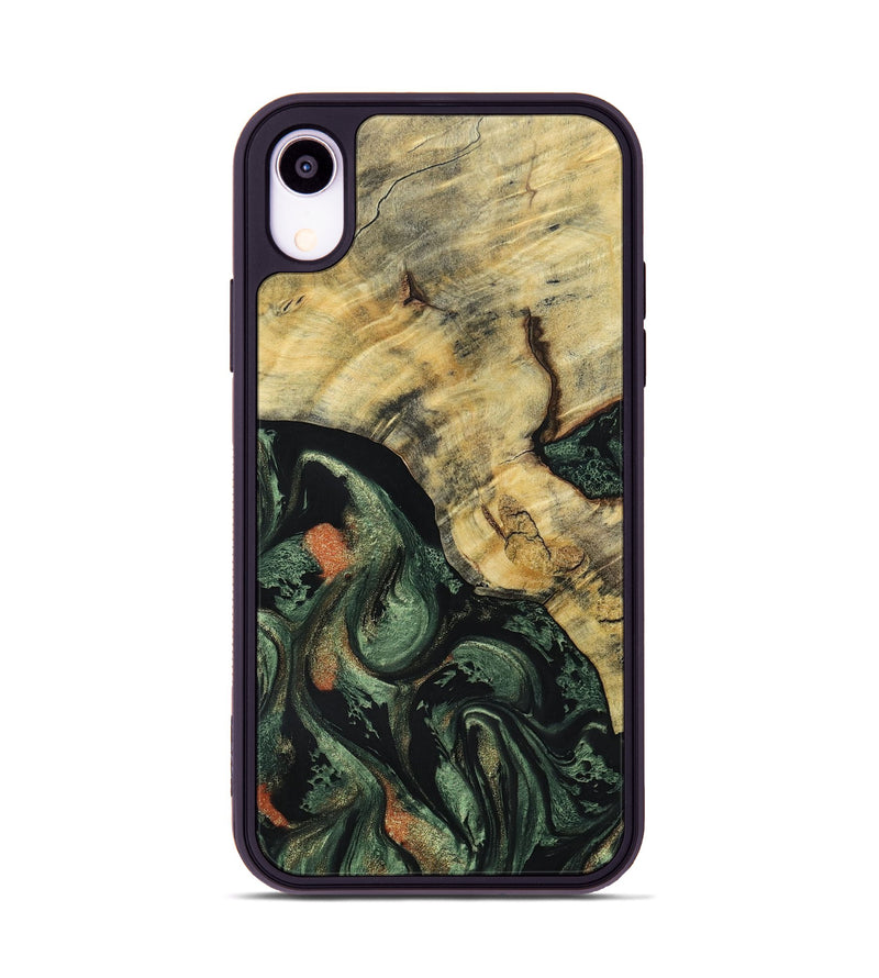 iPhone Xr Wood+Resin Phone Case - Tasha (Green, 693557)
