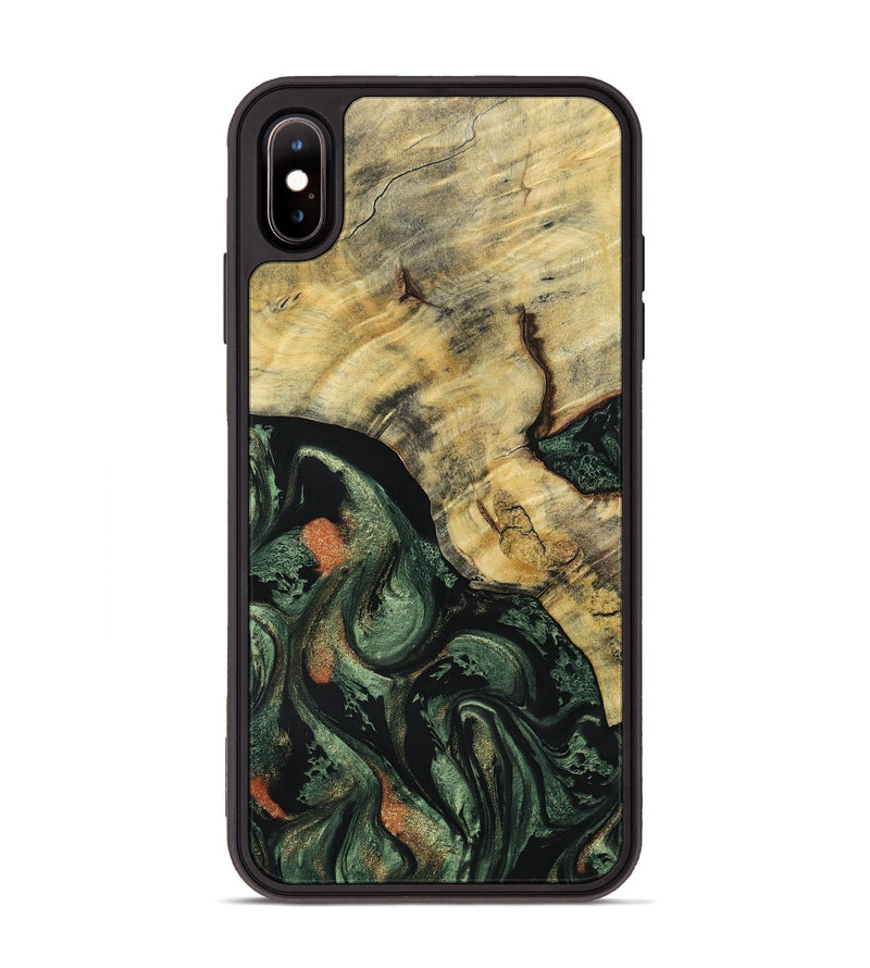 iPhone Xs Max Wood+Resin Phone Case - Tasha (Green, 693557)