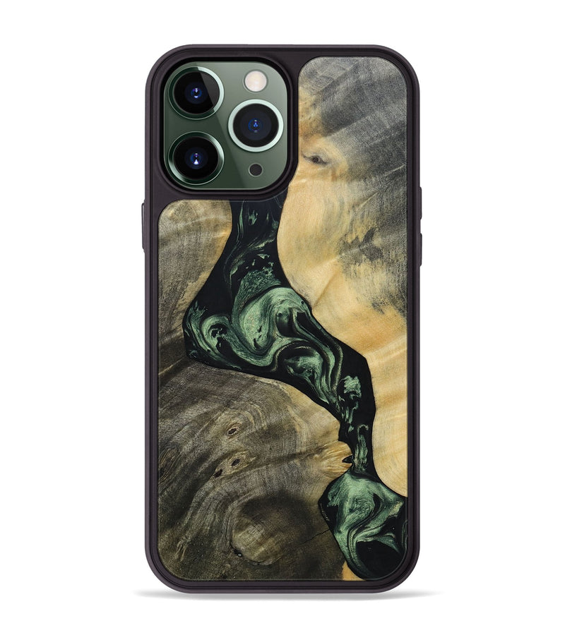 iPhone 13 Pro Max Wood+Resin Phone Case - Ashlee (Green, 693560)