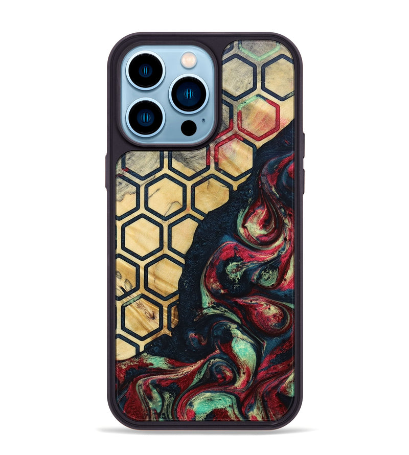 iPhone 14 Pro Max Wood+Resin Phone Case - Darlene (Pattern, 693679)